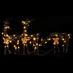vidaXL LED-Rentier-Familien 2 Stk. 180 LEDs Warmweiß Rattan