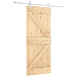 vidaXL Schiebetür mit Beschlag 85x210 cm Massivholz Kiefer