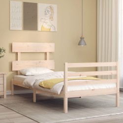vidaXL Massivholzbett mit Kopfteil 100x200 cm