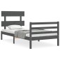 vidaXL Massivholzbett mit Kopfteil Grau 100x200 cm vidaXL Massivholzbett mit Kopfteil Grau 100x200 cm