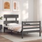 vidaXL Massivholzbett mit Kopfteil Grau 100x200 cm vidaXL Massivholzbett mit Kopfteil Grau 100x200 cm