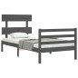 vidaXL Massivholzbett mit Kopfteil Grau 100x200 cm vidaXL Massivholzbett mit Kopfteil Grau 100x200 cm