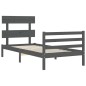 vidaXL Massivholzbett mit Kopfteil Grau 100x200 cm vidaXL Massivholzbett mit Kopfteil Grau 100x200 cm