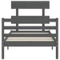 vidaXL Massivholzbett mit Kopfteil Grau 100x200 cm vidaXL Massivholzbett mit Kopfteil Grau 100x200 cm