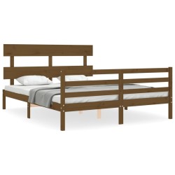 vidaXL Massivholzbett mit Kopfteil Honigbraun 160x200 cm