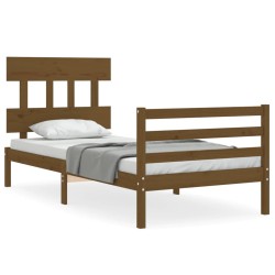 vidaXL Massivholzbett mit Kopfteil Honigbraun 90x200 cm 