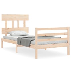 vidaXL Massivholzbett mit Kopfteil 100x200 cm