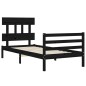 vidaXL Massivholzbett mit Kopfteil Schwarz 100x200 cm vidaXL Massivholzbett mit Kopfteil Schwarz 100x200 cm