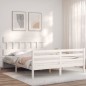 vidaXL Massivholzbett mit Kopfteil Weiß 160x200 cm vidaXL Massivholzbett mit Kopfteil Weiß 160x200 cm