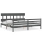 vidaXL Massivholzbett mit Kopfteil Grau 200x200 cm vidaXL Massivholzbett mit Kopfteil Grau 200x200 cm
