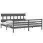 vidaXL Massivholzbett mit Kopfteil Grau 200x200 cm vidaXL Massivholzbett mit Kopfteil Grau 200x200 cm
