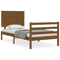vidaXL Massivholzbett mit Kopfteil Honigbraun 100x200 cm