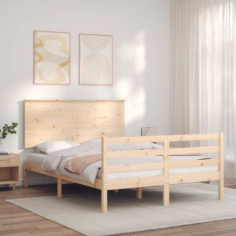 vidaXL Massivholzbett mit Kopfteil 120x200 cm vidaXL Massivholzbett mit Kopfteil 120x200 cm