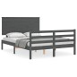 vidaXL Massivholzbett mit Kopfteil Grau 140x200 cm vidaXL Massivholzbett mit Kopfteil Grau 140x200 cm