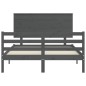 vidaXL Massivholzbett mit Kopfteil Grau 140x200 cm vidaXL Massivholzbett mit Kopfteil Grau 140x200 cm