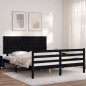 vidaXL Massivholzbett mit Kopfteil Schwarz 160x200 cm vidaXL Massivholzbett mit Kopfteil Schwarz 160x200 cm