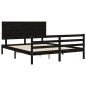 vidaXL Massivholzbett mit Kopfteil Schwarz 160x200 cm vidaXL Massivholzbett mit Kopfteil Schwarz 160x200 cm