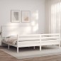 vidaXL Massivholzbett mit Kopfteil Weiß 200x200 cm vidaXL Massivholzbett mit Kopfteil Weiß 200x200 cm