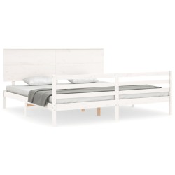 vidaXL Massivholzbett mit Kopfteil Weiß 200x200 cm