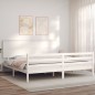 vidaXL Massivholzbett mit Kopfteil Weiß 200x200 cm vidaXL Massivholzbett mit Kopfteil Weiß 200x200 cm
