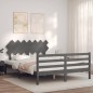 vidaXL Massivholzbett mit Kopfteil Grau 140x190 cm vidaXL Massivholzbett mit Kopfteil Grau 140x190 cm