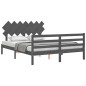 vidaXL Massivholzbett mit Kopfteil Grau 140x190 cm vidaXL Massivholzbett mit Kopfteil Grau 140x190 cm
