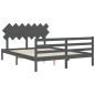 vidaXL Massivholzbett mit Kopfteil Grau 140x190 cm vidaXL Massivholzbett mit Kopfteil Grau 140x190 cm