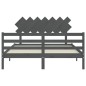 vidaXL Massivholzbett mit Kopfteil Grau 140x190 cm vidaXL Massivholzbett mit Kopfteil Grau 140x190 cm