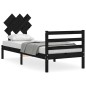 vidaXL Massivholzbett mit Kopfteil Schwarz 90x200 cm vidaXL Massivholzbett mit Kopfteil Schwarz 90x200 cm