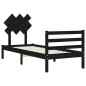 vidaXL Massivholzbett mit Kopfteil Schwarz 90x200 cm vidaXL Massivholzbett mit Kopfteil Schwarz 90x200 cm