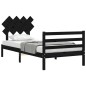 vidaXL Massivholzbett mit Kopfteil Schwarz 100x200 cm vidaXL Massivholzbett mit Kopfteil Schwarz 100x200 cm