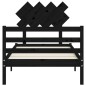 vidaXL Massivholzbett mit Kopfteil Schwarz 100x200 cm vidaXL Massivholzbett mit Kopfteil Schwarz 100x200 cm