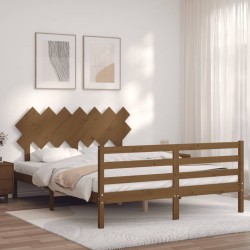 vidaXL Massivholzbett mit Kopfteil Honigbraun 140x200 cm