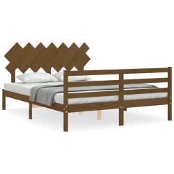 vidaXL Massivholzbett mit Kopfteil Honigbraun 140x200 cm