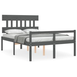 vidaXL Massivholzbett mit Kopfteil Grau 140x190 cm
