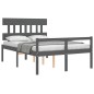 vidaXL Massivholzbett mit Kopfteil Grau 140x190 cm vidaXL Massivholzbett mit Kopfteil Grau 140x190 cm