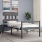 vidaXL Massivholzbett mit Kopfteil Grau 100x200 cm vidaXL Massivholzbett mit Kopfteil Grau 100x200 cm