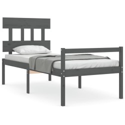 vidaXL Massivholzbett mit Kopfteil Grau 100x200 cm