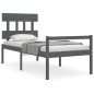 vidaXL Massivholzbett mit Kopfteil Grau 100x200 cm vidaXL Massivholzbett mit Kopfteil Grau 100x200 cm