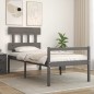 vidaXL Massivholzbett mit Kopfteil Grau 100x200 cm vidaXL Massivholzbett mit Kopfteil Grau 100x200 cm