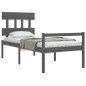 vidaXL Massivholzbett mit Kopfteil Grau 100x200 cm vidaXL Massivholzbett mit Kopfteil Grau 100x200 cm