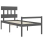 vidaXL Massivholzbett mit Kopfteil Grau 100x200 cm vidaXL Massivholzbett mit Kopfteil Grau 100x200 cm