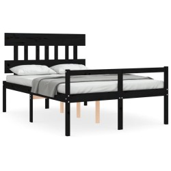 vidaXL Massivholzbett mit Kopfteil Schwarz 120x200 cm