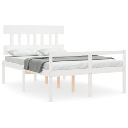 vidaXL Seniorenbett mit Kopfteil 140x200 cm Weiß Massivholz