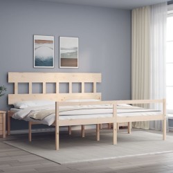 vidaXL Massivholzbett mit Kopfteil 200x200 cm