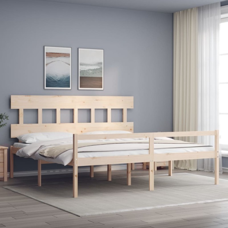 vidaXL Massivholzbett mit Kopfteil 200x200 cm vidaXL Massivholzbett mit Kopfteil 200x200 cm