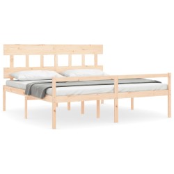 vidaXL Massivholzbett mit Kopfteil 200x200 cm
