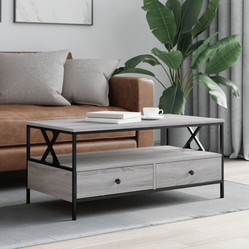 vidaXL Couchtisch Grau Sonoma 100x51x45 cm Holzwerkstoff vidaXL Couchtisch Grau Sonoma 100x51x45 cm Holzwerkstoff