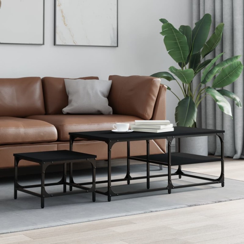 vidaXL Satztische 2 Stk. Schwarz Holzwerkstoff vidaXL Satztische 2 Stk. Schwarz Holzwerkstoff