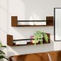 vidaXL Wandregale mit Stangen 2 Stk. Braun Eichen-Optik 60x16x14 cm vidaXL Wandregale mit Stangen 2 Stk. Braun Eichen-Optik 60x16x14 cm
